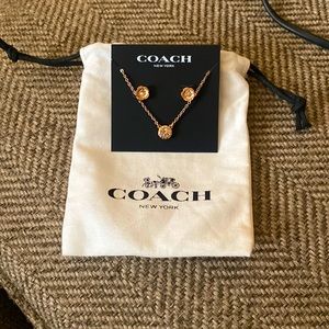 Coach Rose Gold Earrings/Necklace Set